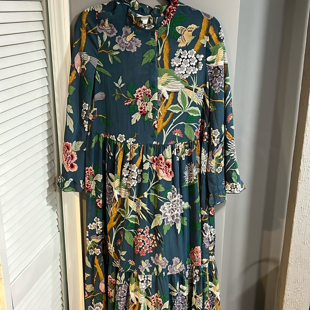 GP x J BAKER x H&M Dusky Blue Floral Bird Print